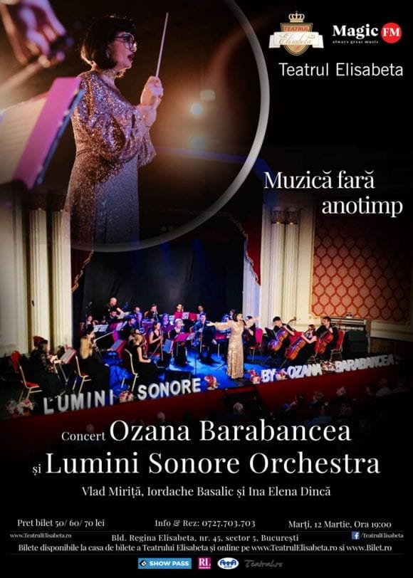 Muzică fără anotimp – Spectacol muzical Ozana Barabancea și Lumini Sonore Orchestra