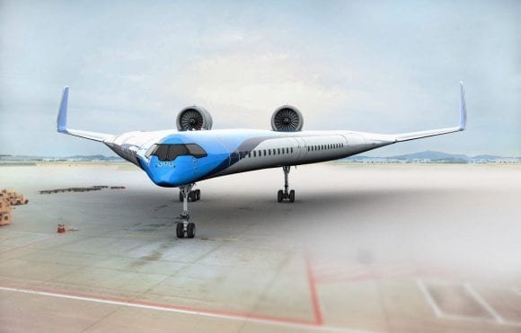 Concept futurist al KLM: Avion de pasageri cu design în formă de V