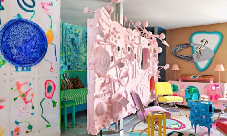 Designerul Doug Meyer a ales interioare creative cu trimitere la instalații de artă în propria locuință