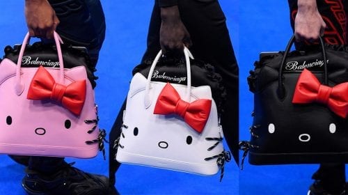 Balenciaga semnează o colecție de genți Hello Kitty pentru bărbați
