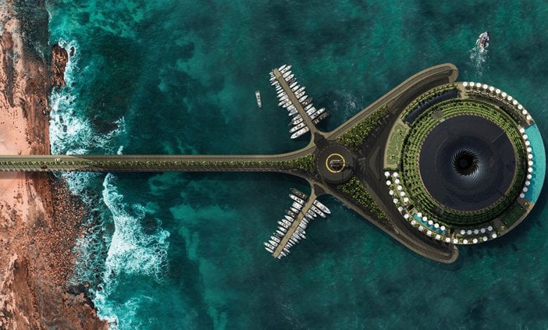 Acest hotel plutitor din Qatar se rotește la 360 de grade pentru a-și genera propria electricitate
